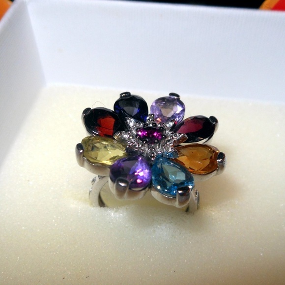 Evine Spinner Sterling Silver Women Flower Ring Mu - Picture 6 of 8